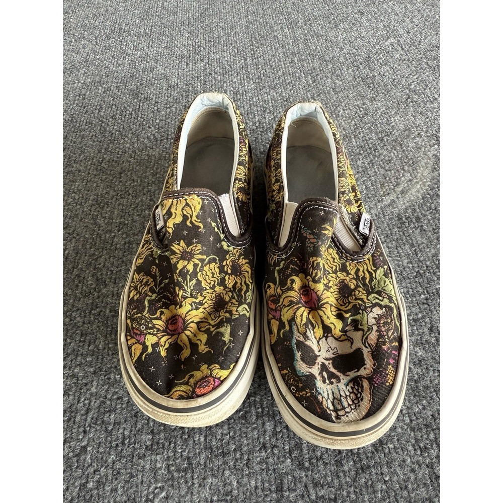 Vans Classic Beauty Skull Slip Ons Sunflowers Skate Mens 4 Women's 5.5. #3-3 - Picture 1 of 6